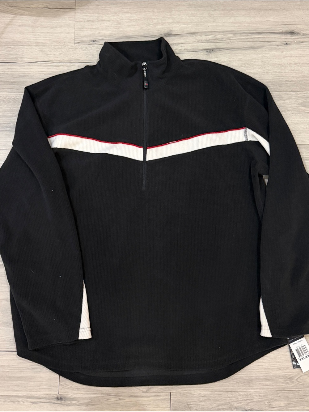 Tommy Hilfiger Black Half-Zip Pullover with White & Red Trim